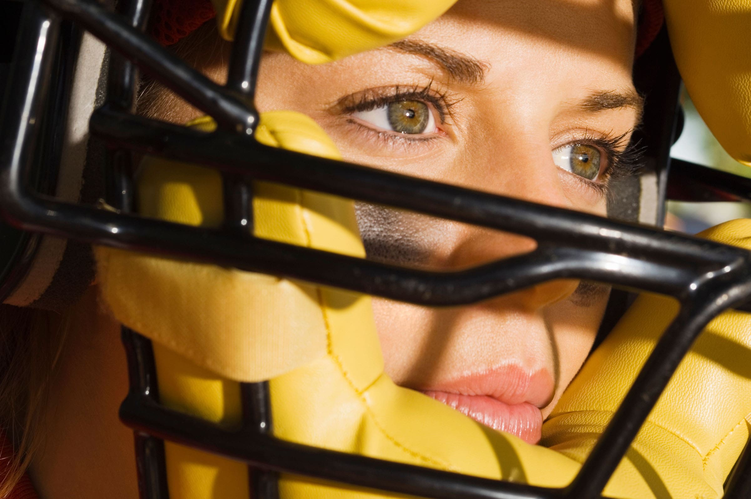 Softball Player Wearing Catcher's Mask